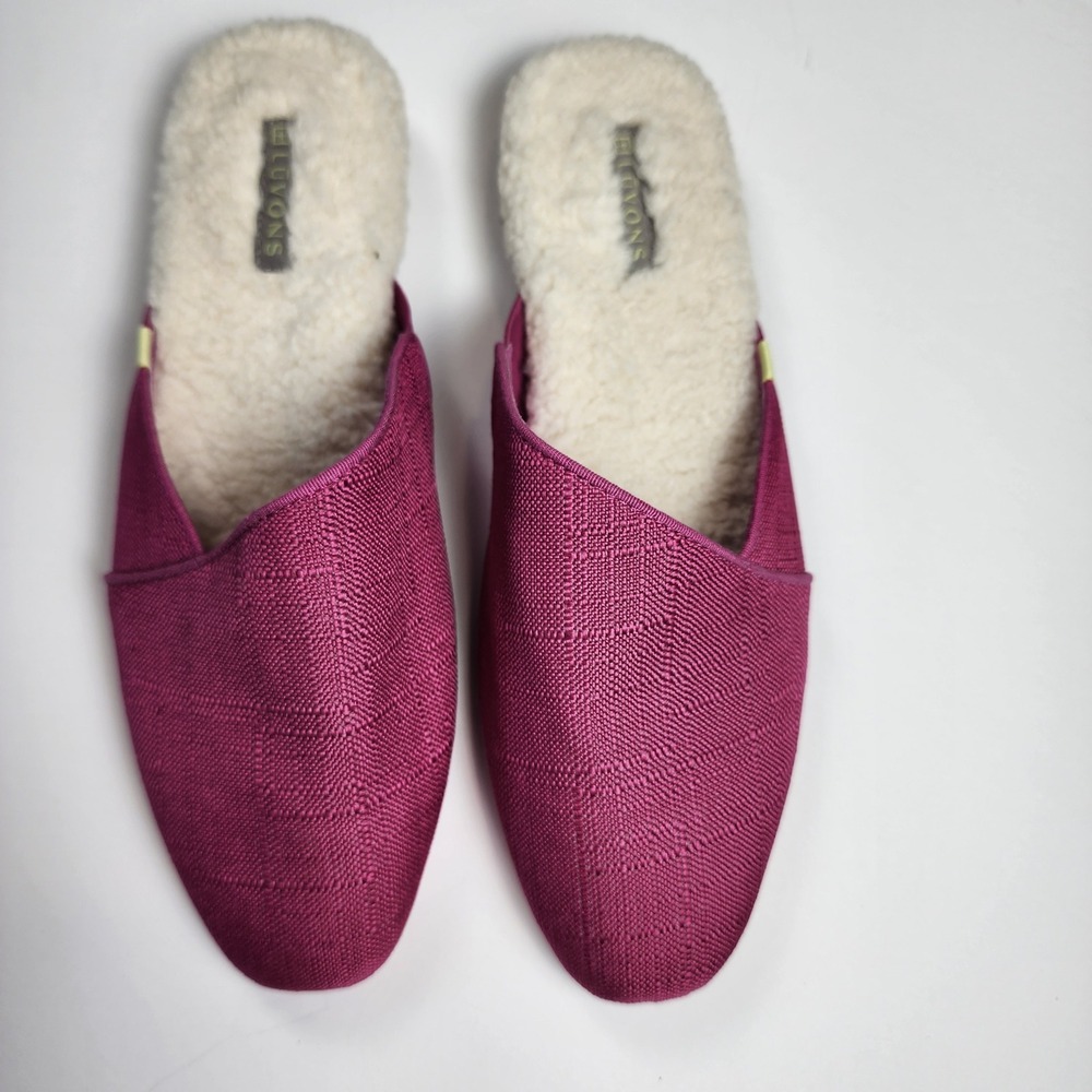 Luvons Devon Magenta Pink Faux Fur Lined Mule Slippers Womens 9 Slip On Lounge